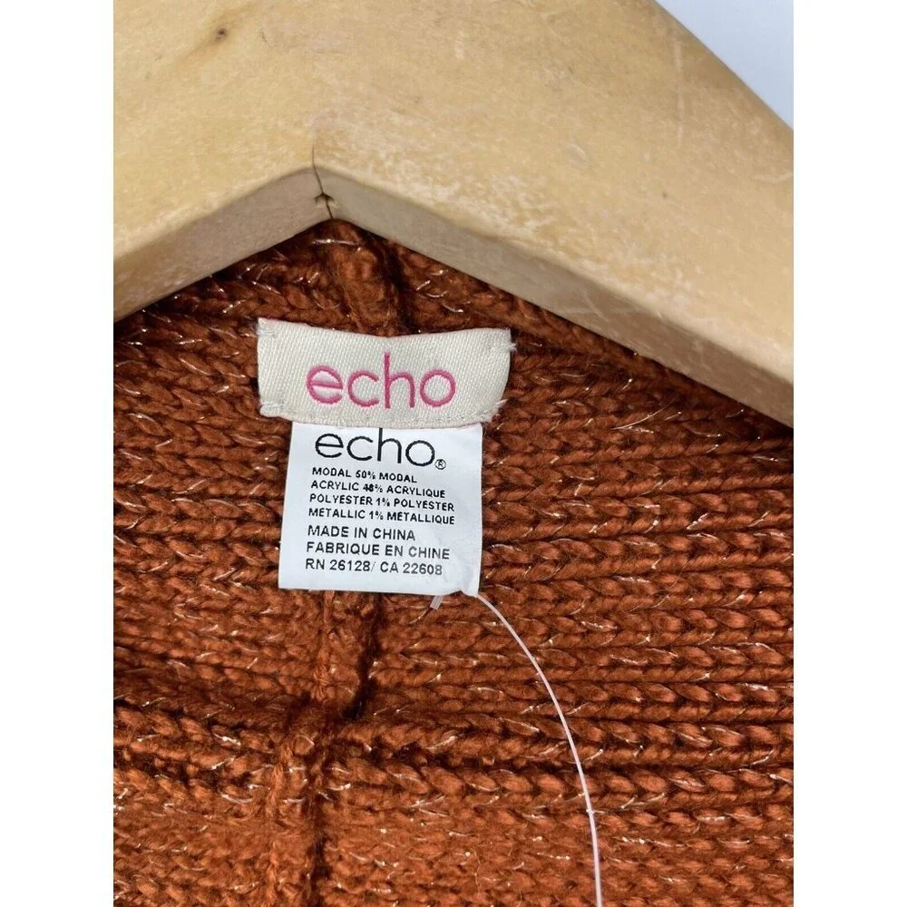Echo‎ Rust Red Metallic Modal Blend Knit Infinity Scarf